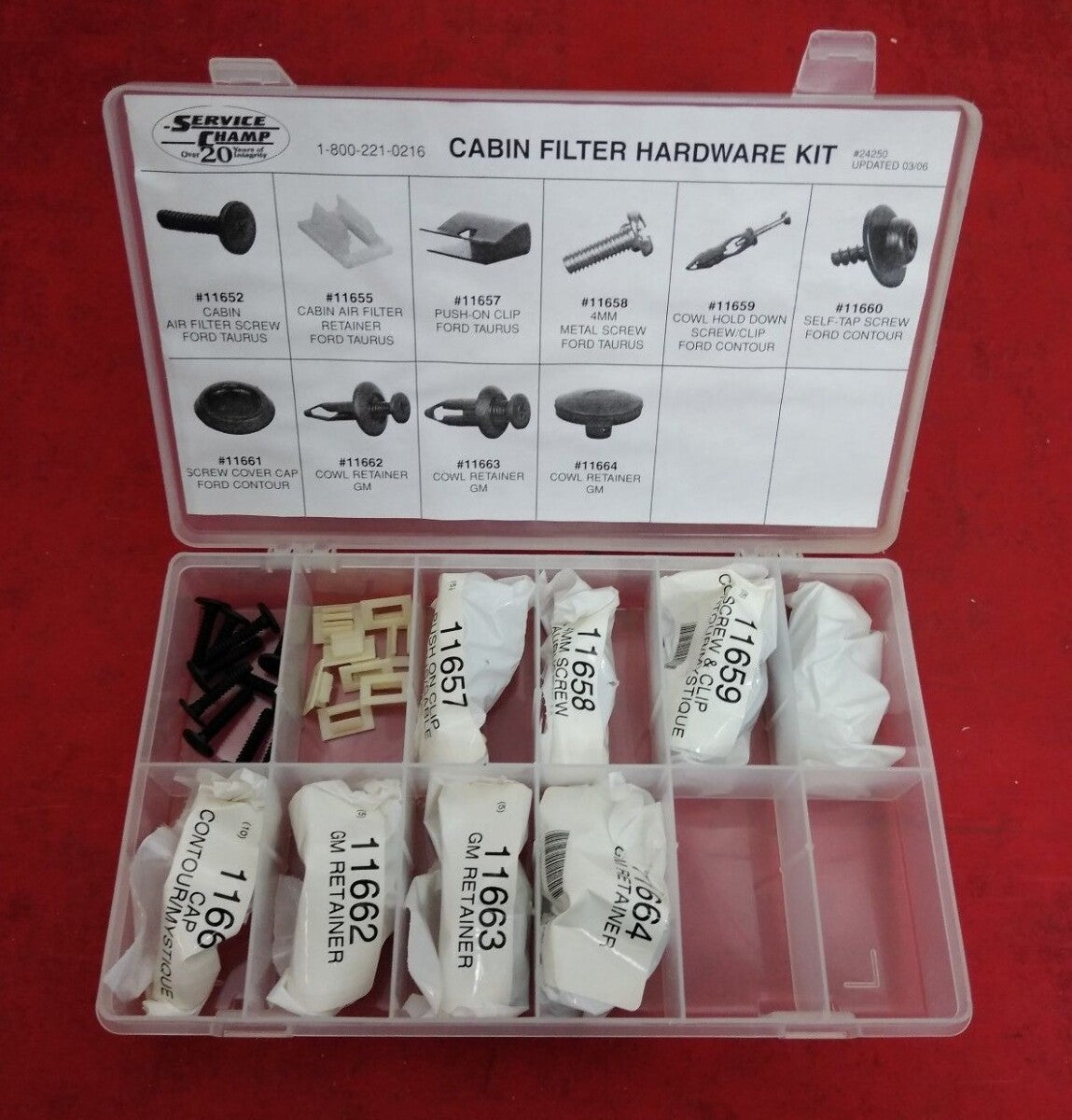 NEW Service Champ Cabin Air Filter Hardware Kit 24250 Ford Taurus/Contour / GM