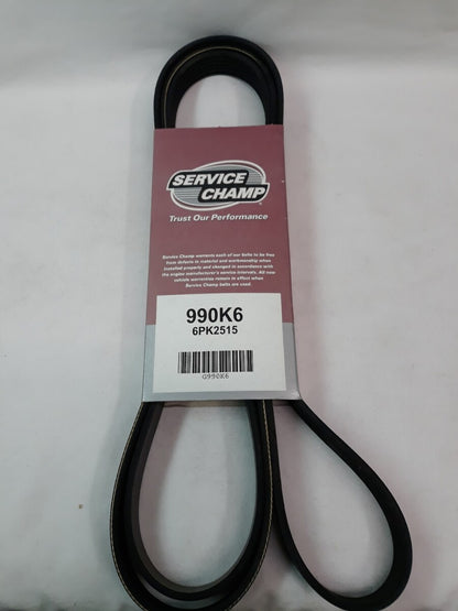 NEW SERVICE CHAMP Serpentine Belt 990K6/ 6PK2515/ PB623-7/ 4060990/ GM-7.4L