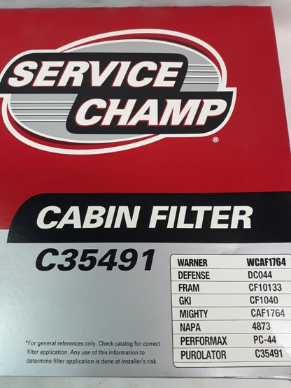 NEW SERVICE CHAMP Cabin Filter C35491/ WCAF1764/ CF1040