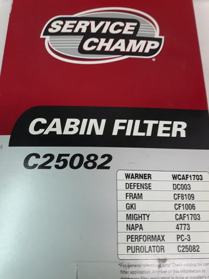 NEW SERVICE CHAMP Cabin Filter C25082/ WCAF1703/ CF1006