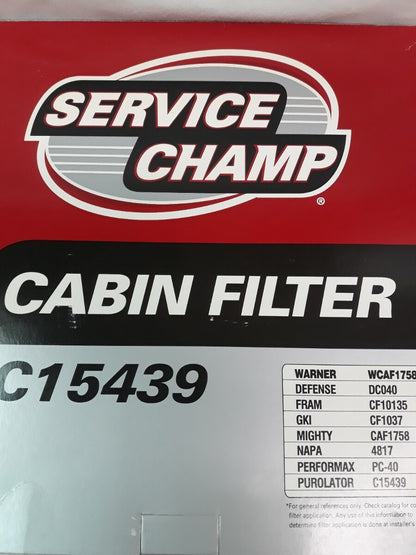 NEW SET OF 2 SERVICE CHAMP Cabin Filter C15439/ WCAF1758/ CF1037