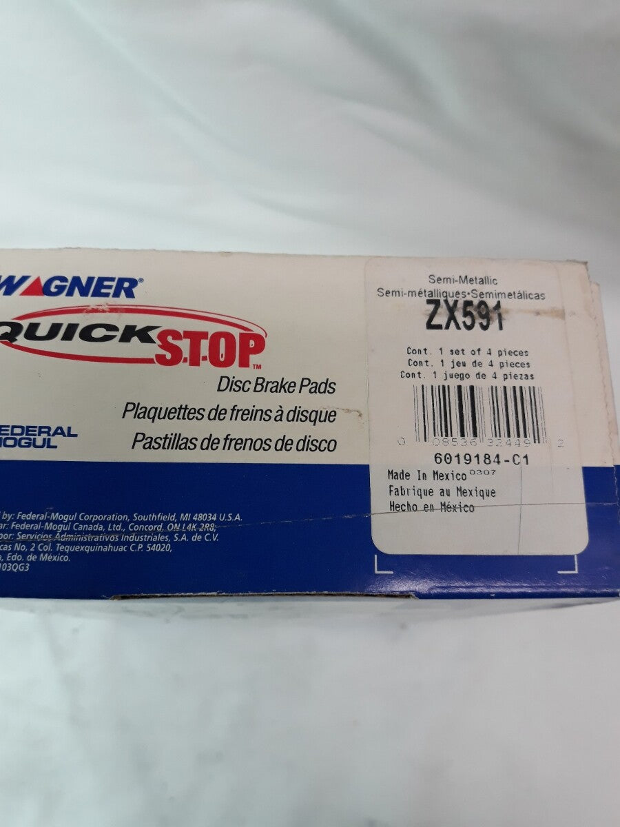 NEW WAGNER QUICK STOP Semi-Metallic Disc Brake Pads Ref# ZX591
