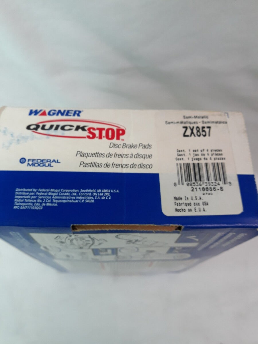 NEW WAGNER QUICK STOP Semi-Metallic Disc Brake Pads Ref# ZX857