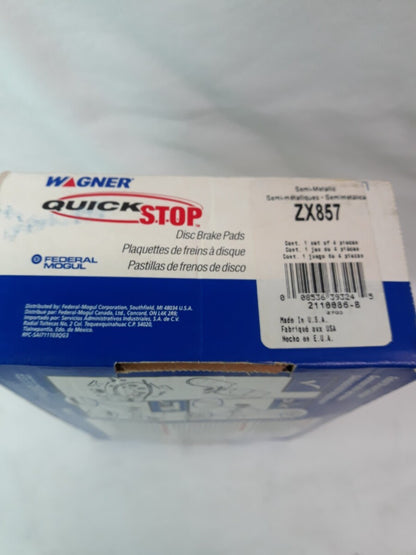 NEW WAGNER QUICK STOP Semi-Metallic Disc Brake Pads Ref# ZX857