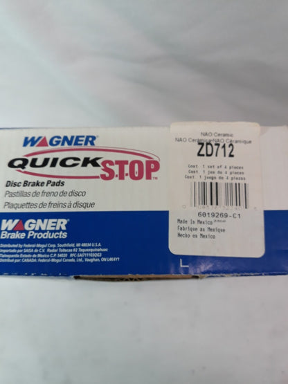 NEW WAGNER QUICK STOP NAO-Ceramic Disc Brake Pads Ref# ZD712
