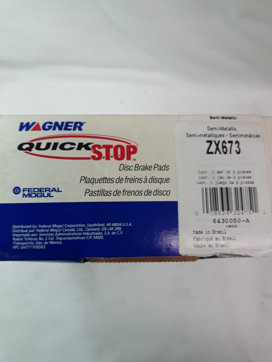 NEW WAGNER QUICK STOP Semi-Metallic Disc Brake Pads Ref# ZX673