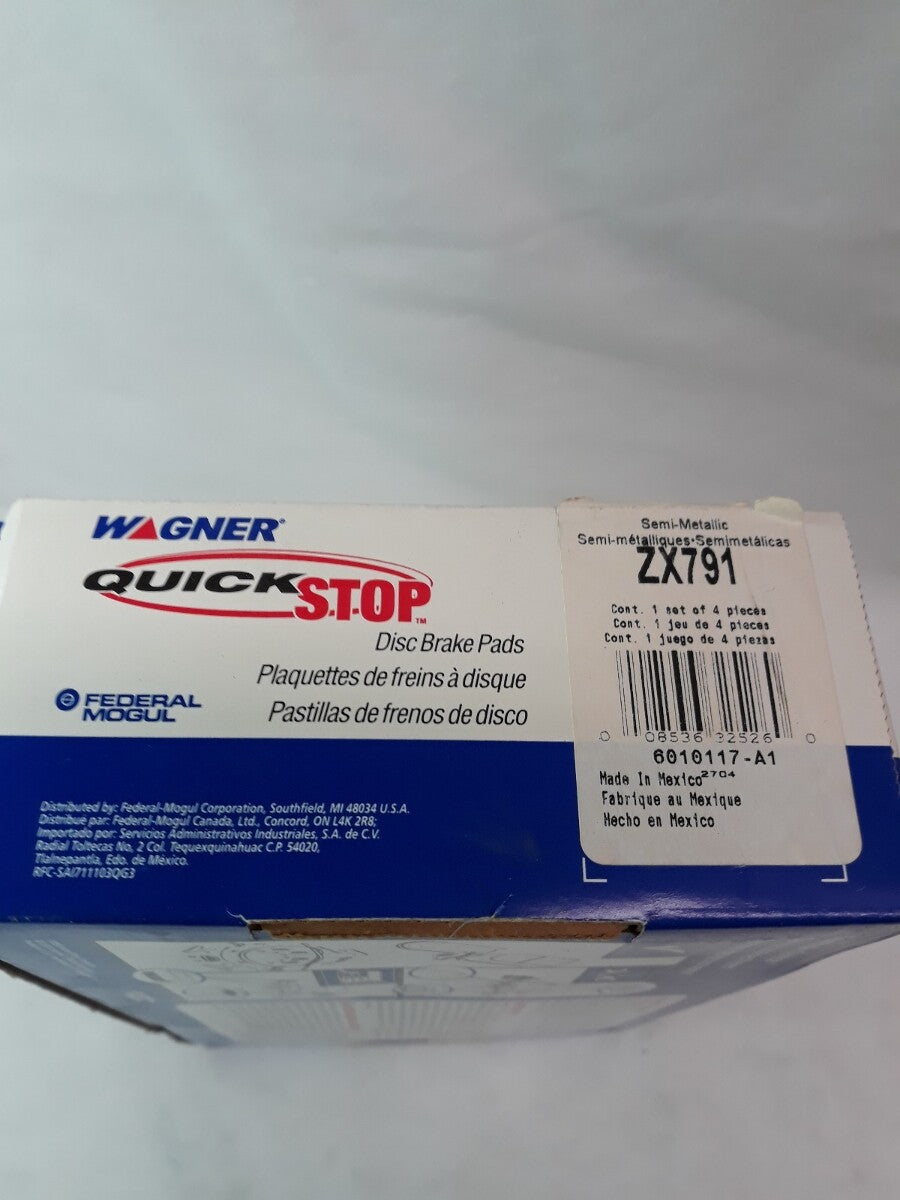 NEW WAGNER QUICK STOP Semi-Metallic Disc Brake Pads Ref# ZX791
