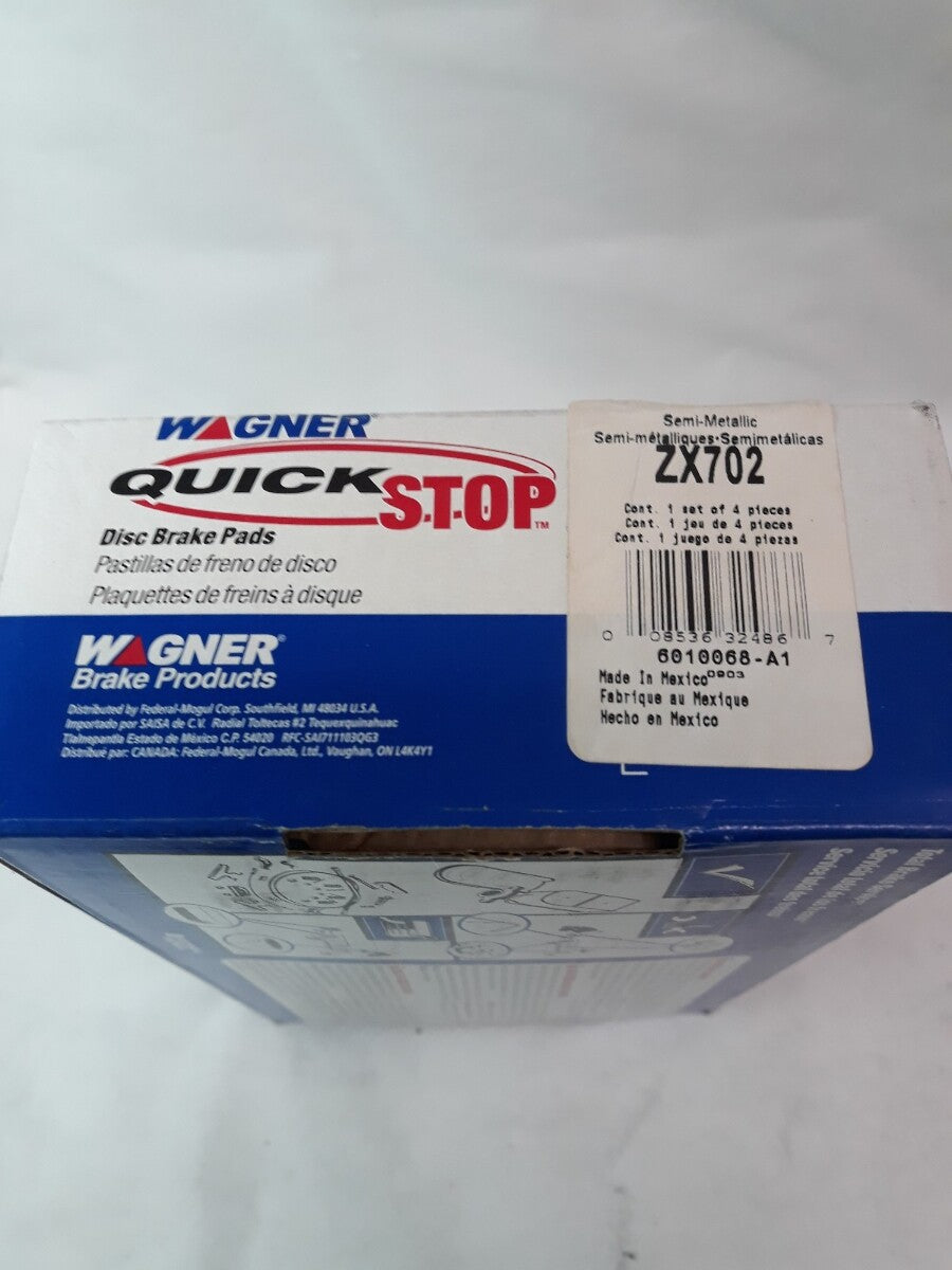 NEW WAGNER QUICK STOP Semi-Metallic Disc Brake Pads Ref# ZX702
