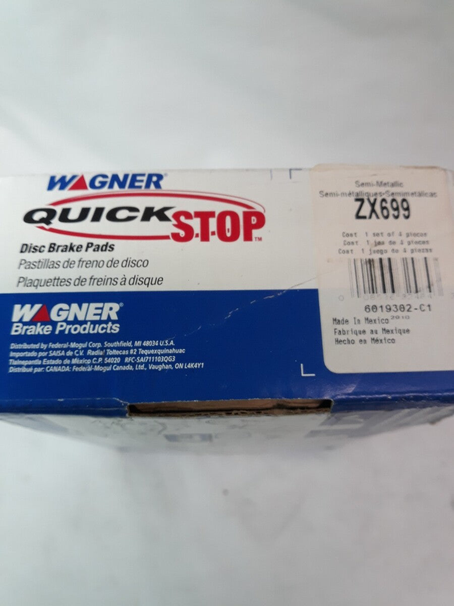 NEW WAGNER QUICK STOP Semi-Metallic Disc Brake Pads Ref# ZX699