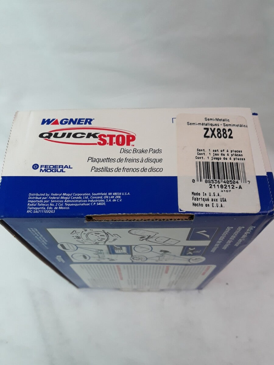 NEW WAGNER QUICK STOP Semi-Metallic Disc Brake Pads Ref# ZX882