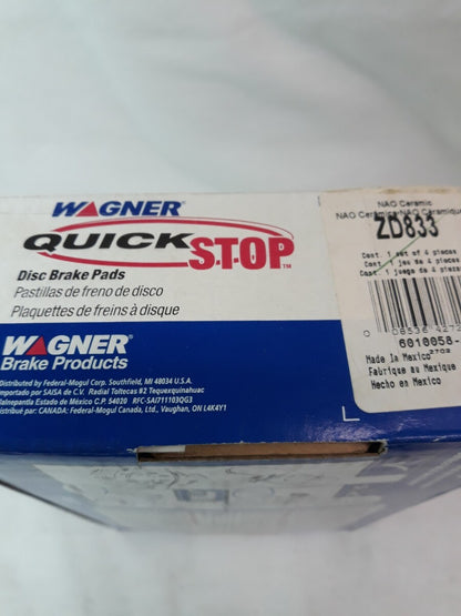 NEW WAGNER QUICK STOP NAO Ceramic Disc Brake Pads Ref# ZD833