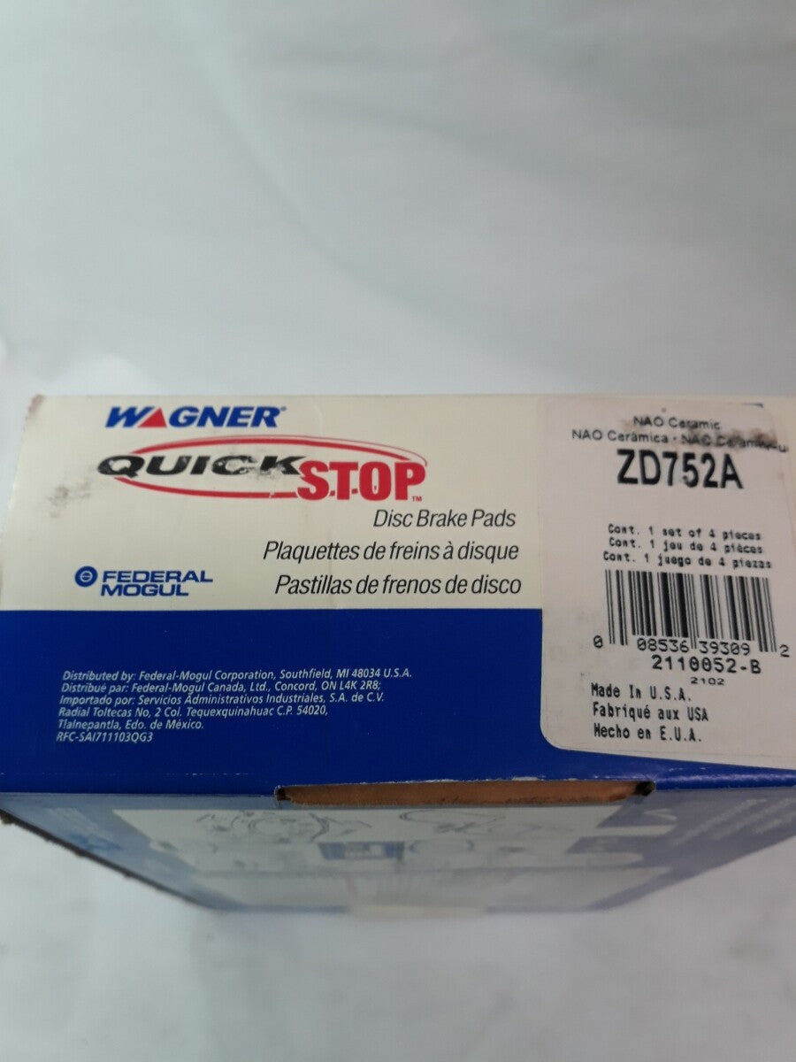NEW WAGNER QUICK STOP NAO Ceramic Disc Brake Pads Ref# ZD752A