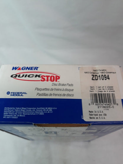 NEW WAGNER QUICK STOP NAO Ceramic Disc Brake Pads Ref# ZD1094