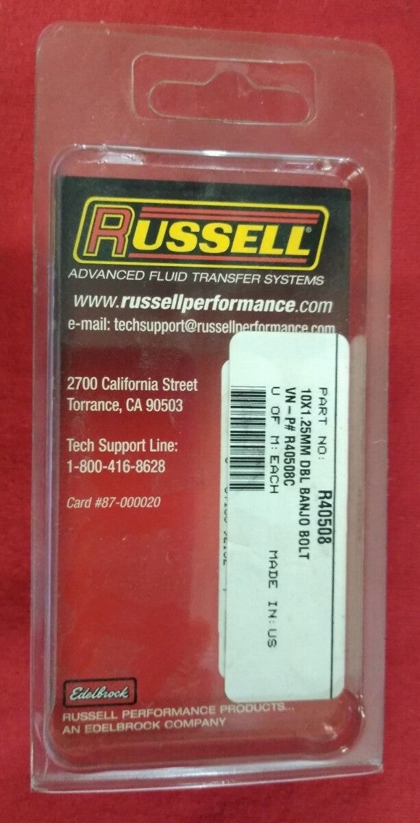 NEW Russell 10x1.25MM Double Banjo Bolt / R40508C / Chrome