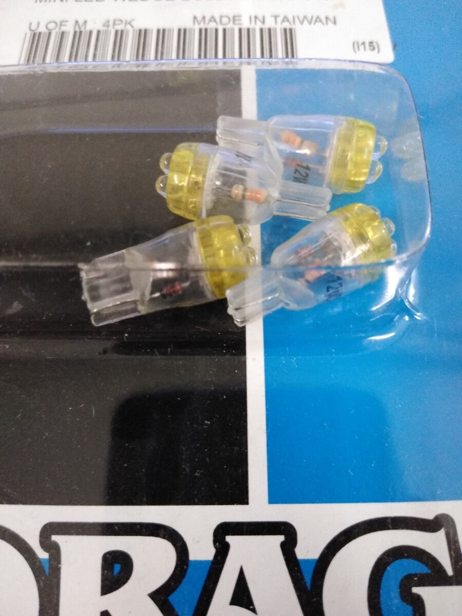 NEW Drag Specialties Mini LED Wedge Bulb Amber 4 Pack / 2060-0006