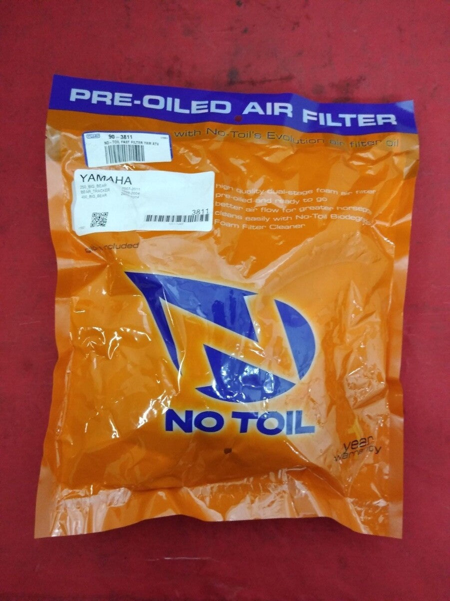 NEW No Toil / Pre-Oiled Air Filter 90-3811 / Biodegradable Yamaha / ATV