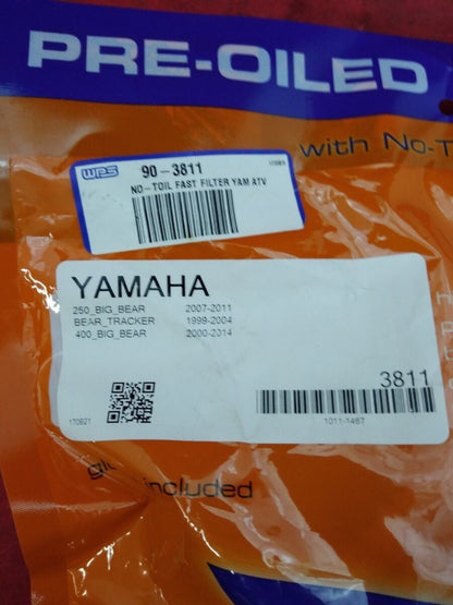 NEW No Toil / Pre-Oiled Air Filter 90-3811 / Biodegradable Yamaha / ATV