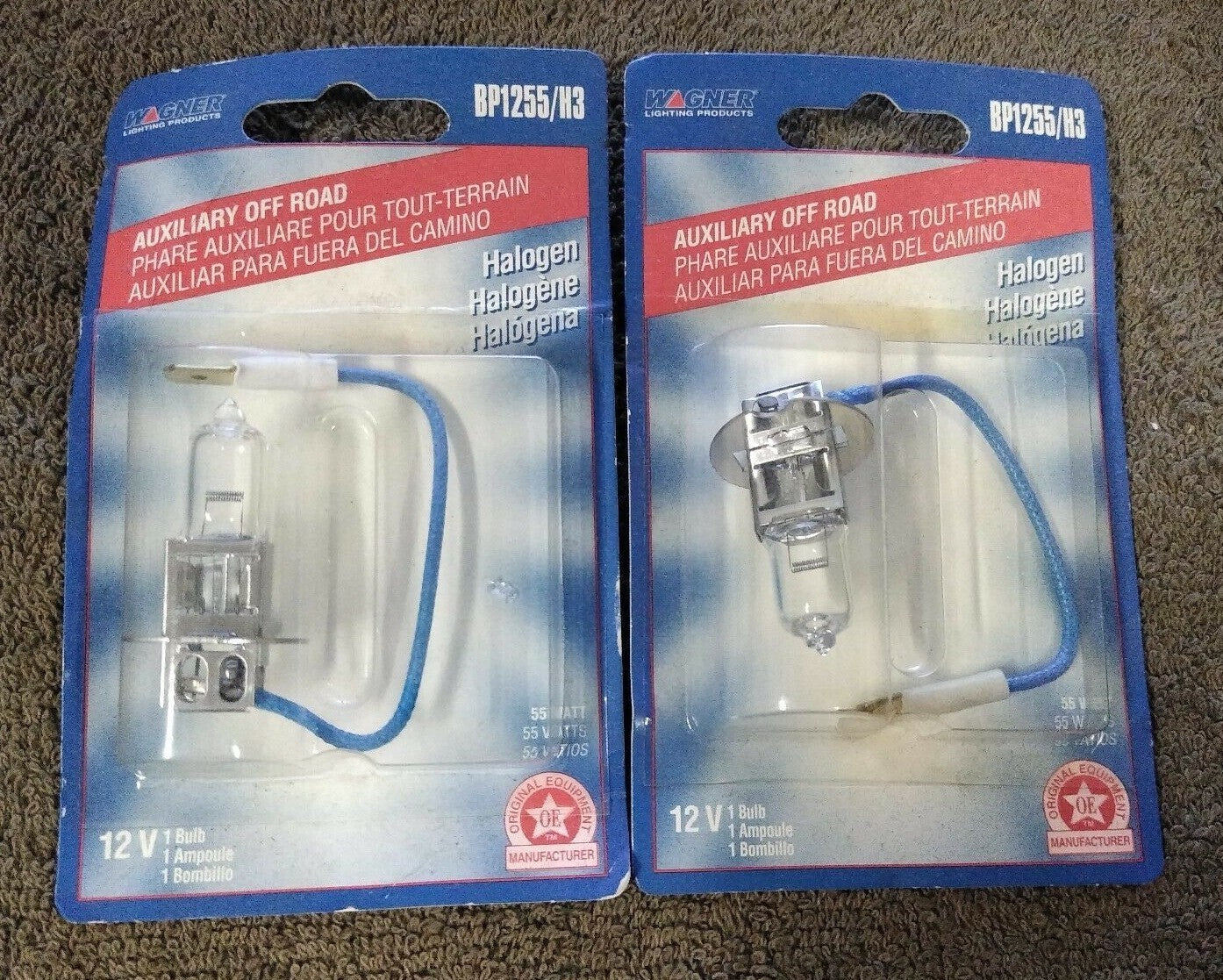 NEW Lot of 2 Wagner Lighting Products Halogen Bulb 12V 55 Watt BP1255/H3