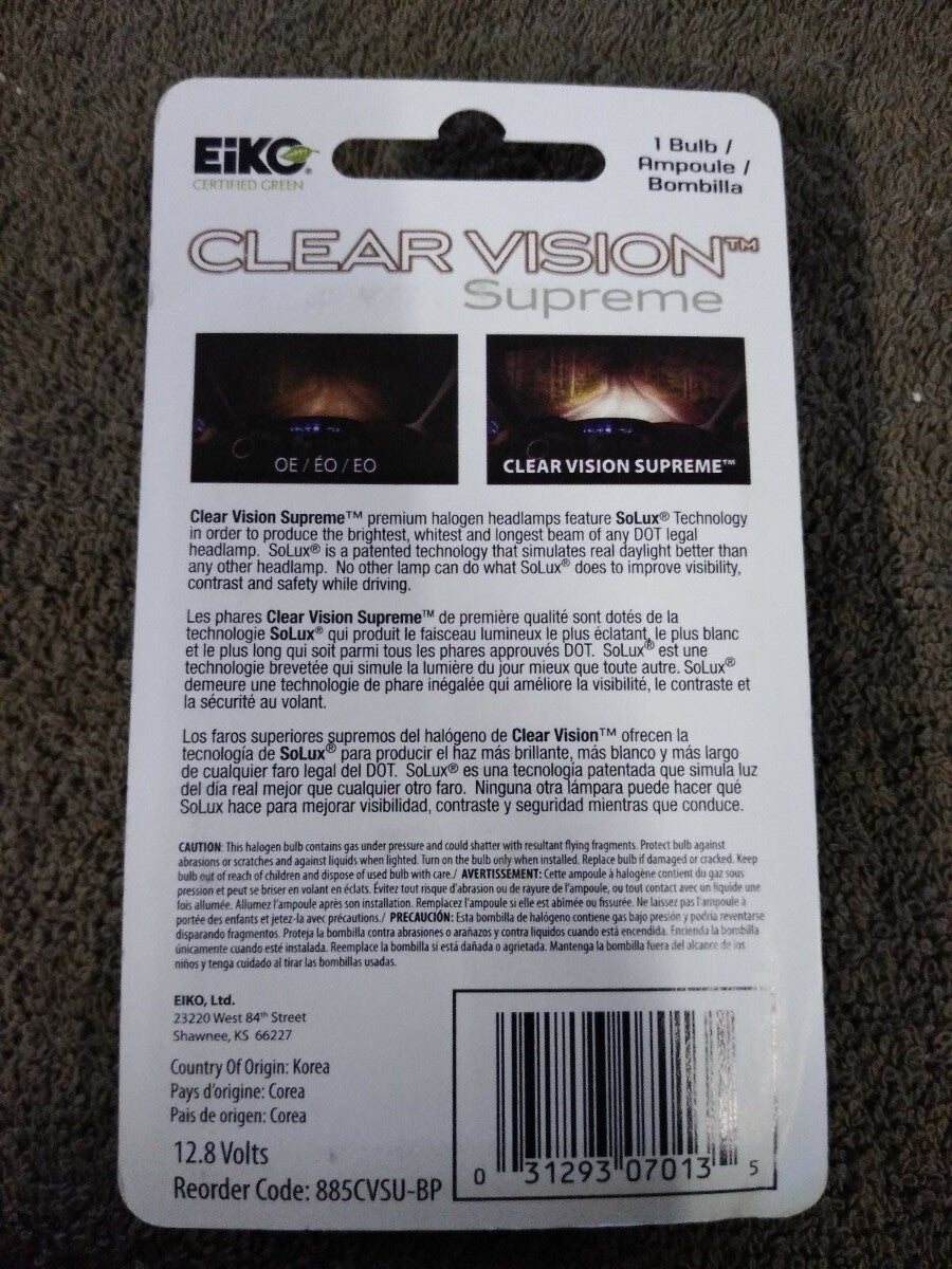 NEW Clear Vision Supreme Bulb 885 / 50Watts / 12.8 Volt