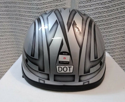NEW THH Beanie Helmet T-69 / DOT Approved / Silver w/ Black Tribal / Size:S