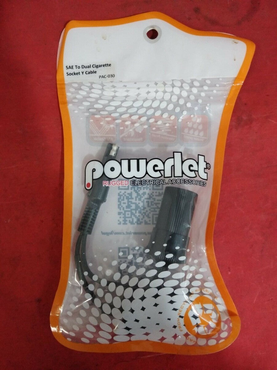 NEW Powerlet	 SAE Y-Cable To Dual Cigarette Socket PAC-030