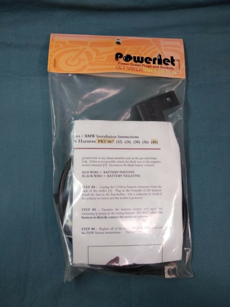 NEW Powerlet Motorcycle BMW iCAN Stock Socket Rewire Harness 48" PKT-067-48
