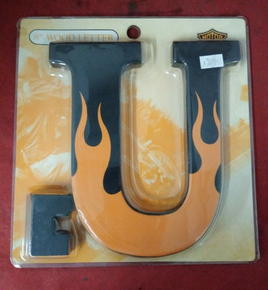 NEW Harley Davidson 8" Wooden Flame Letters " U "