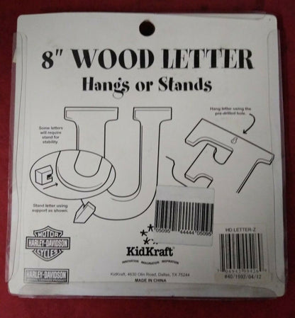 NEW Harley Davidson 8" Wooden Flame Letters " I "