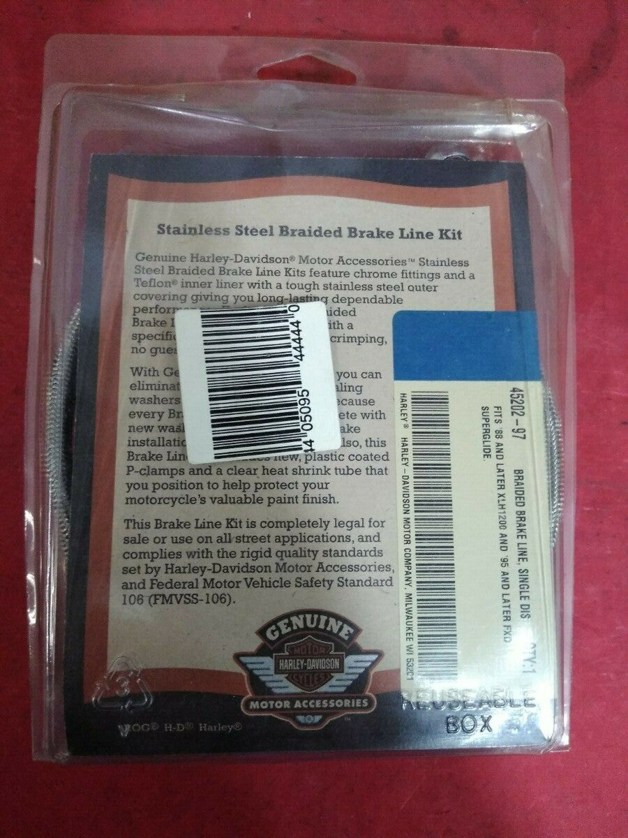 NEW Harley Davidson Stainless Steel Braided Brake Line Kit Single Disk 45202-97