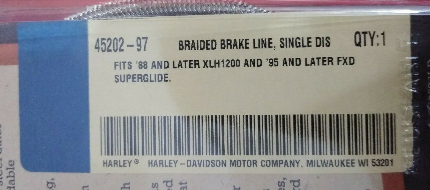 NEW Harley Davidson Stainless Steel Braided Brake Line Kit Single Disk 45202-97