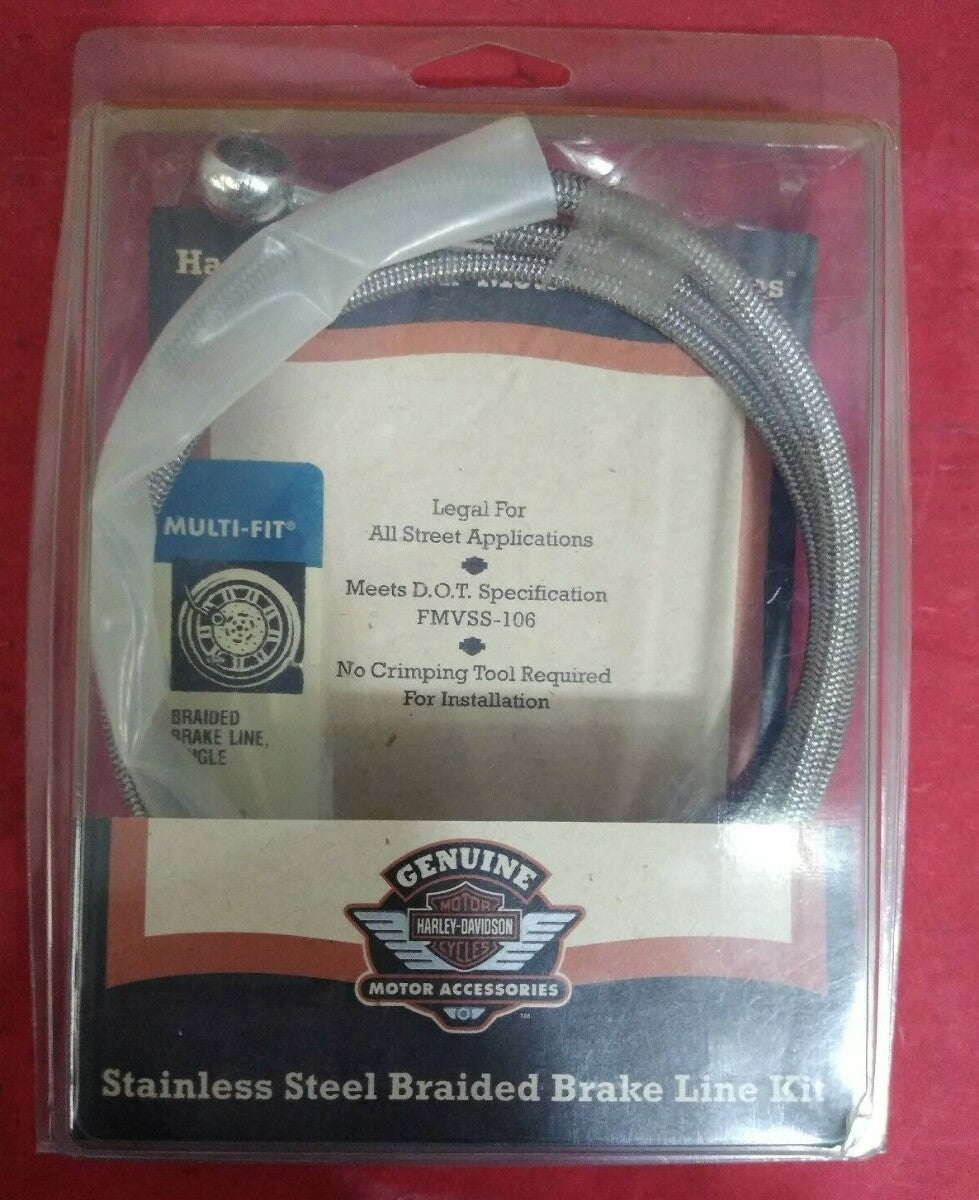 NEW Harley Davidson Stainless Steel Braided Brake Line Kit Single Disk 45202-97