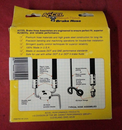 NEW ACCEL Front Brake Hose 4" Over Stock Length DS-222155 / 6106 For H-D