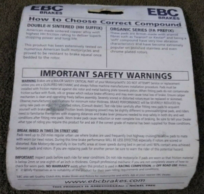NEW EBC Brakes for Motorcycle / ATV / High Performance / Organic / FA200