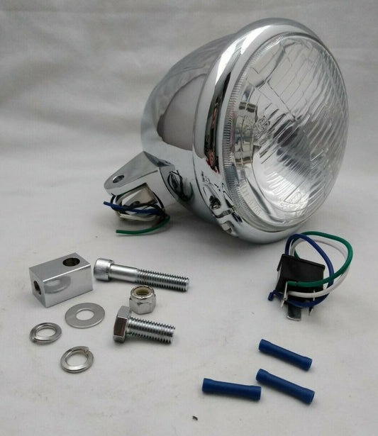 NEW Bailey Co. 5-3/4" Bottom Mount Headlight Bullet Billet Housing 12V 60-55w H4