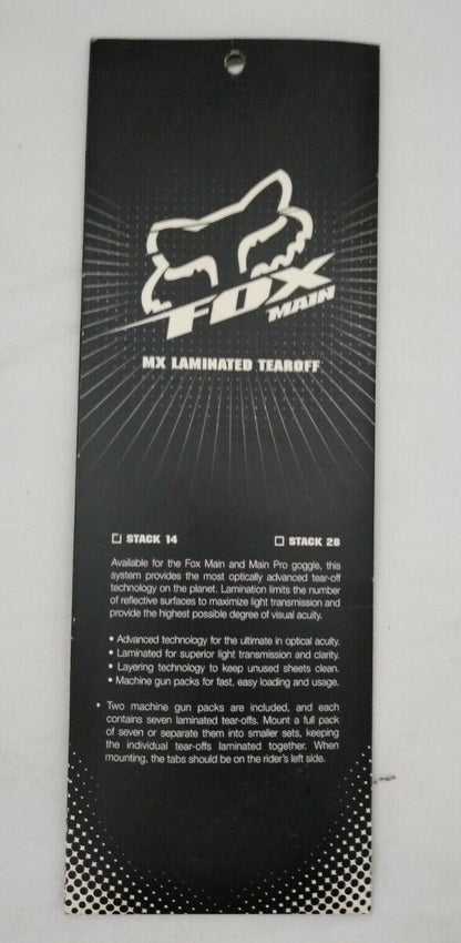 NEW FOX MX Laminated Tear Offs / Pack of 14 / 30-149FX