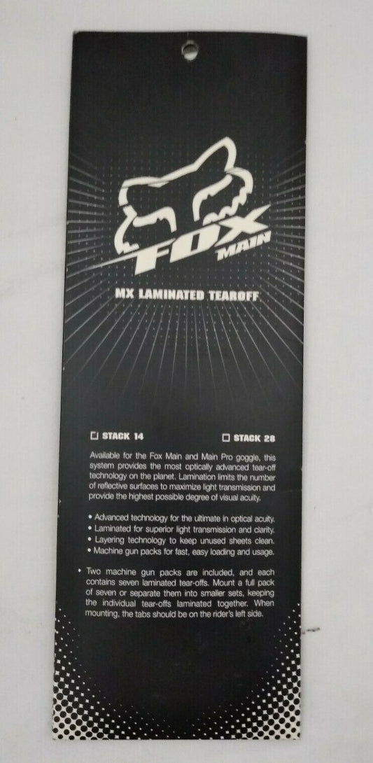 NEW FOX MX Laminated Tear Offs / Pack of 14 / 30-149FX