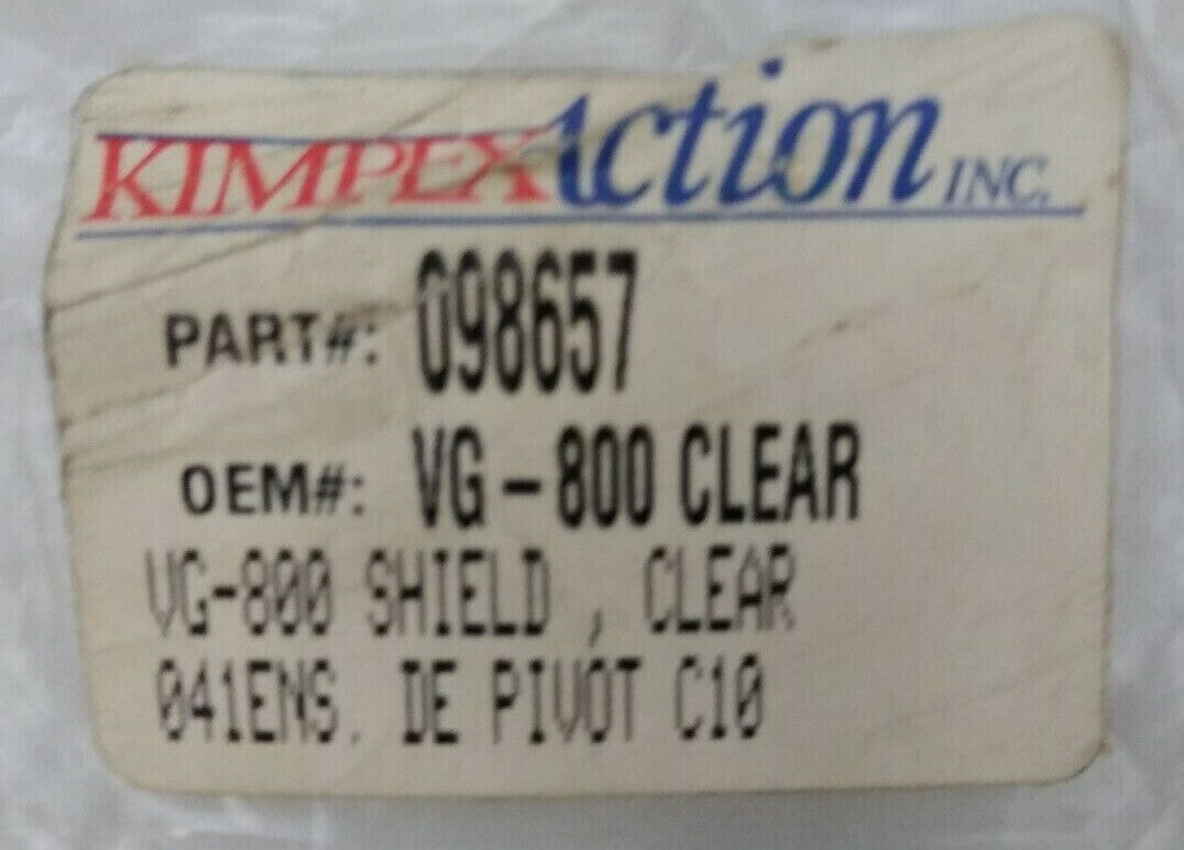 NEW Kimpex Action Faceshield Visor / Clear / 098657 / VG-800 041ENS D Pivot C10