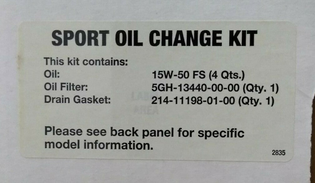 NEW YAMALUBE Sport Oil Change Kit 15W-50 / 4 Quarts, Oil Filter, Drain Gasket