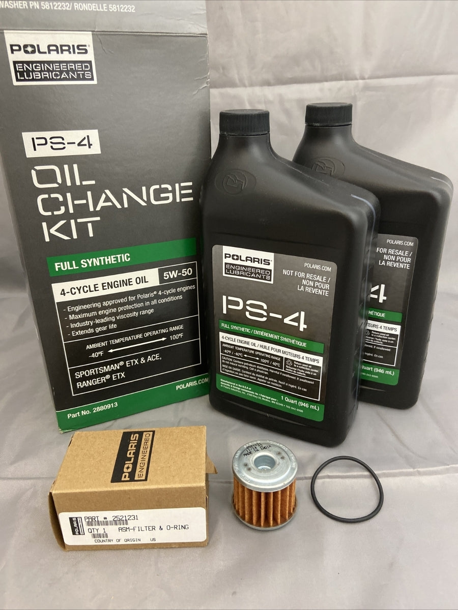 NEW Polaris Engineered PS-4 Oil Change Kit / 5W-50 / 4 Cycle / 2880913