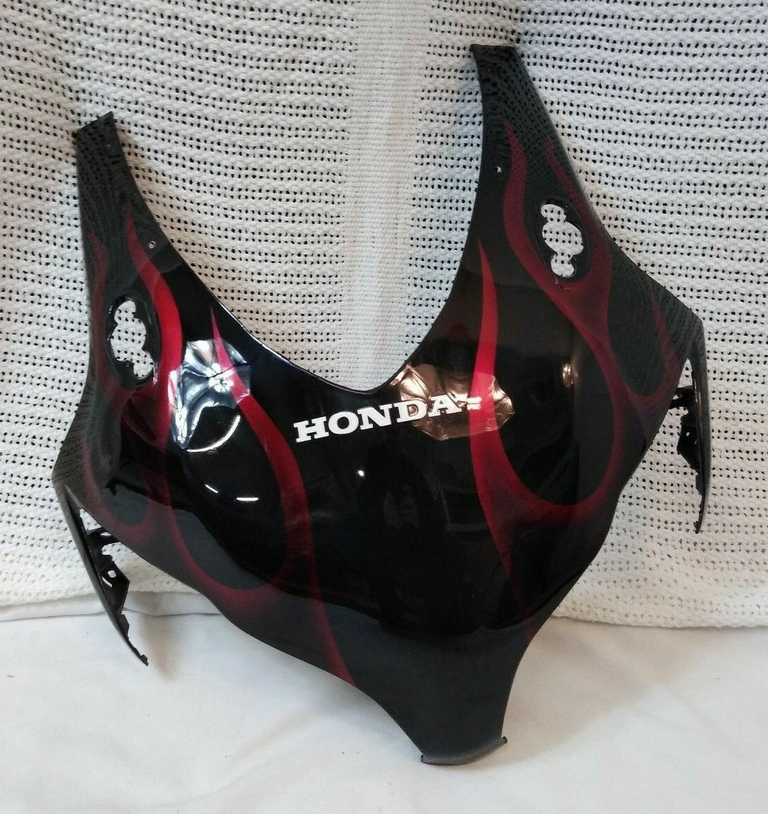 NEW Honda CBR1000RR '08–'11 Head Cowl Fairing / Black w. Red Flame / 727-4565