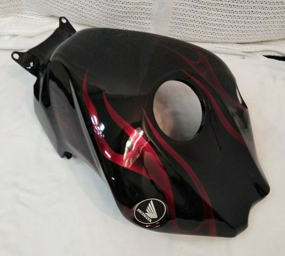 NEW HONDA Gas Tank Cover CBR 1000 RR BLACK & CHERRY RED FLAME '08-'11 Fireblade