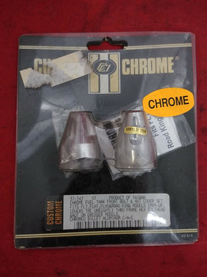 NEW Custom Chrome Fuel Tank Front Bolt and Nut Cover Set / 37-343