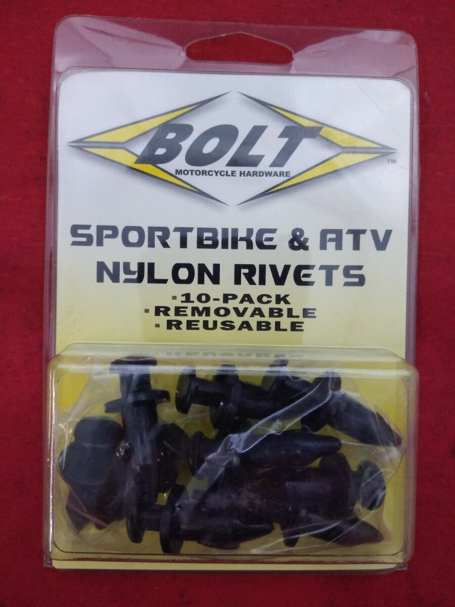 NEW BOLT MC HARDWARE Bike and ATV Nylon Rivets 10Pk / 15-0038 / Remove and Reuse