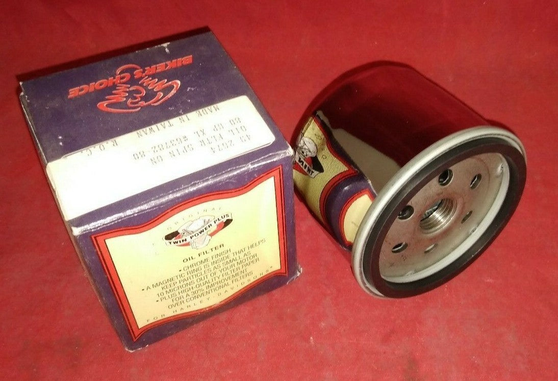NEW Biker's Choice Oil Filter / 49-2674 / Chrome / Spin on / 62782-80
