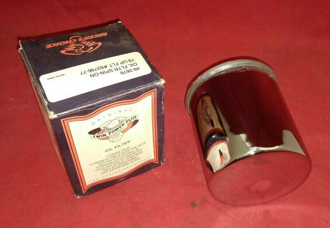 NEW Biker's Choice Oil Filter / 49-2676 / Chrome / Spin on