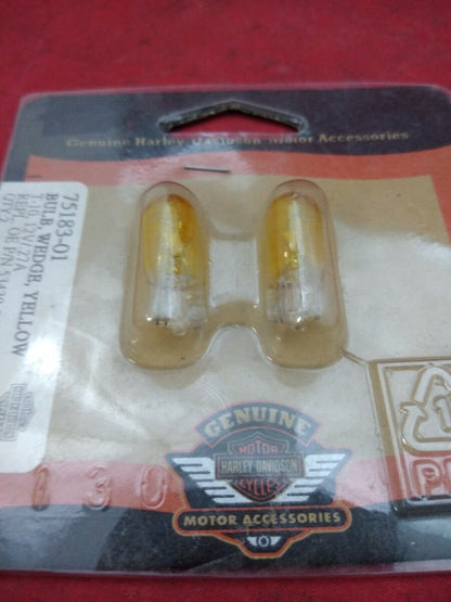 NEW Harley Davidson Yellow Indicator Bulbs / Wedge 12V .27A / 75183-01 / 2 Packs