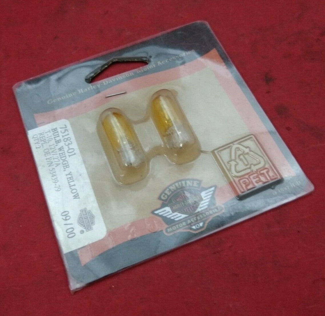 NEW Harley Davidson Yellow Indicator Bulbs / Wedge 12V .27A / 75183-01 / 2 Packs