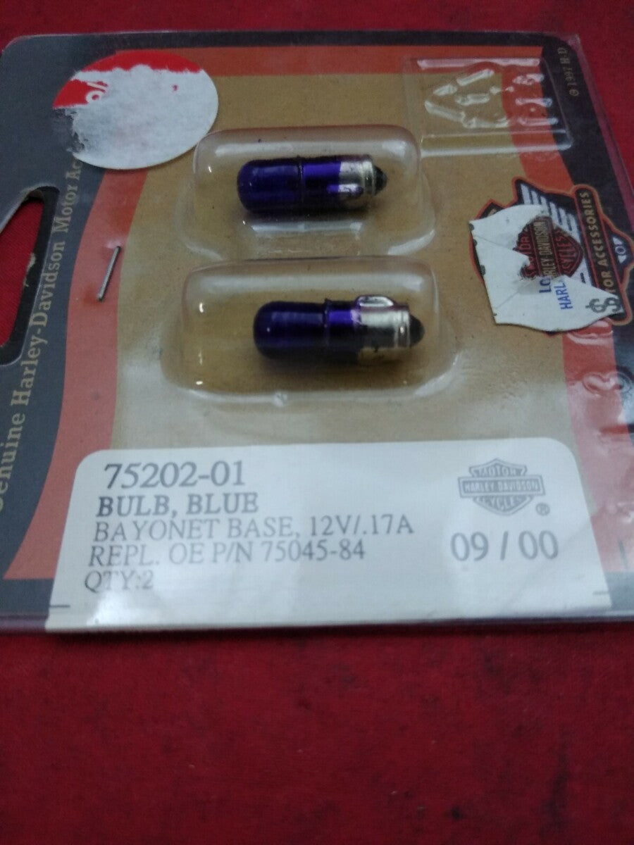 New Harley-Davidson Blue Bayonet Base Bulb 12V/.17A / 75202-01 / 3 Packs 6 Bulbs