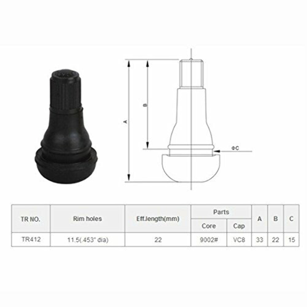 NEW TR412 TIRE RUBBER VALVE STEM ATV LAWN MOWER GARDEN TRACTOR PLUG VS05 / QTY50