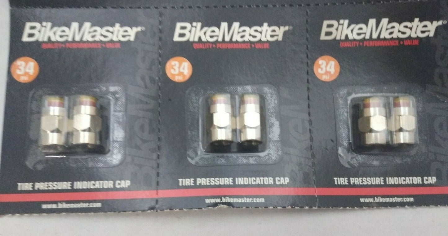 NEW BikeMaster Tire Pressure Indicator Caps / 2 pack / QTY 3 / 34 PSI / 15-1513